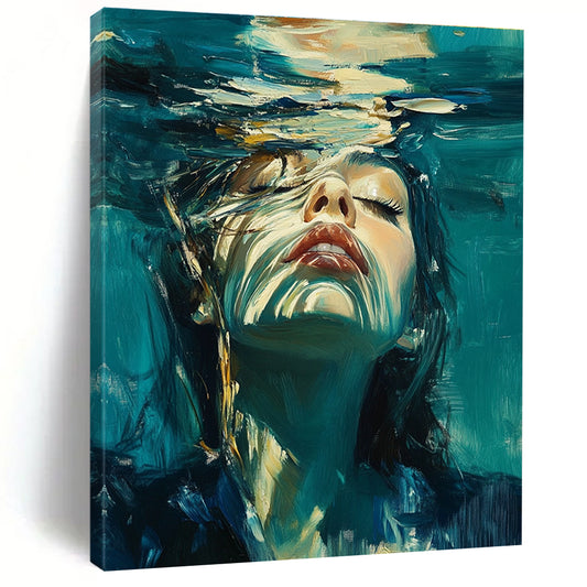 Woman Submerged in Water for Spa Wellness Center & Art - Inspired Home Bathroom STSC178