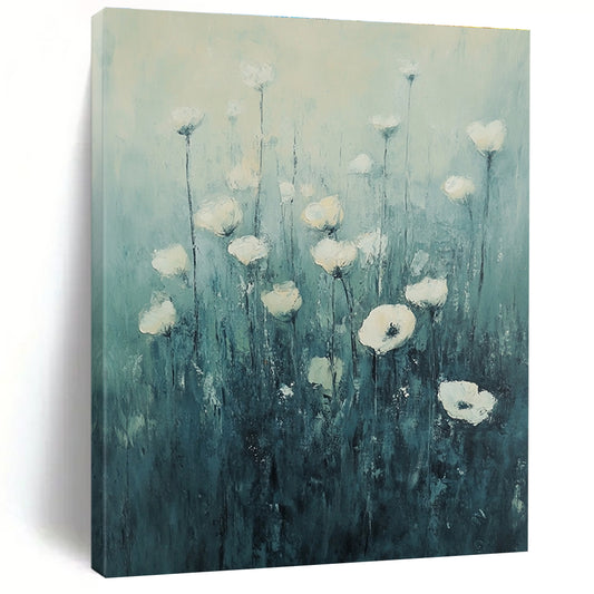 White Flowers in Teal for Serene Bedroom & Spa Lounge STSC1150