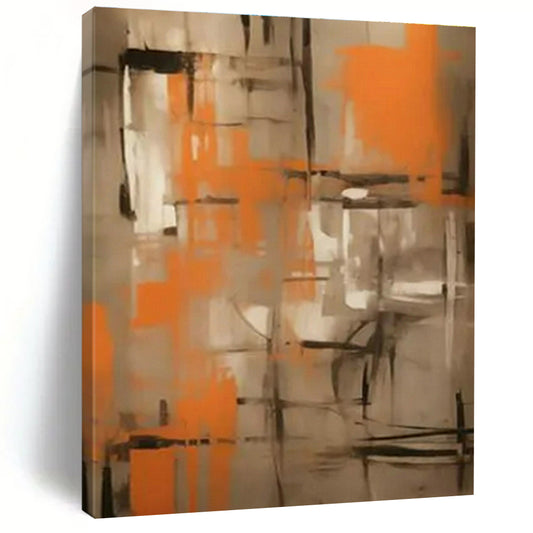 Orange - Gray Abstract Art for Contemporary Gallery & Industrial - Chic Restaurant DLZ1698