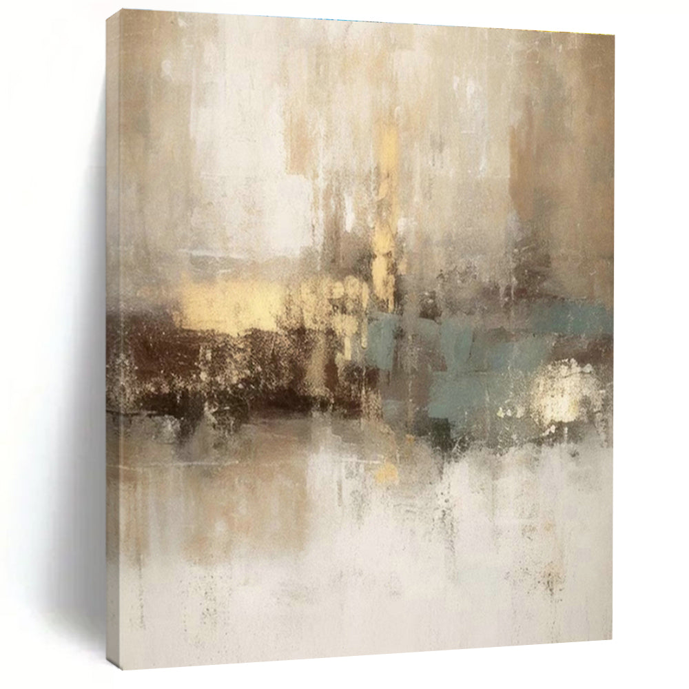 Beige - Gold - Blue Abstract Art for Coastal Cottage & Relaxing Wellness Spa DLZ1916