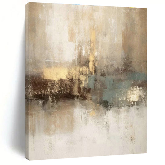 Beige - Gold - Blue Abstract Art for Coastal Cottage & Relaxing Wellness Spa DLZ1916
