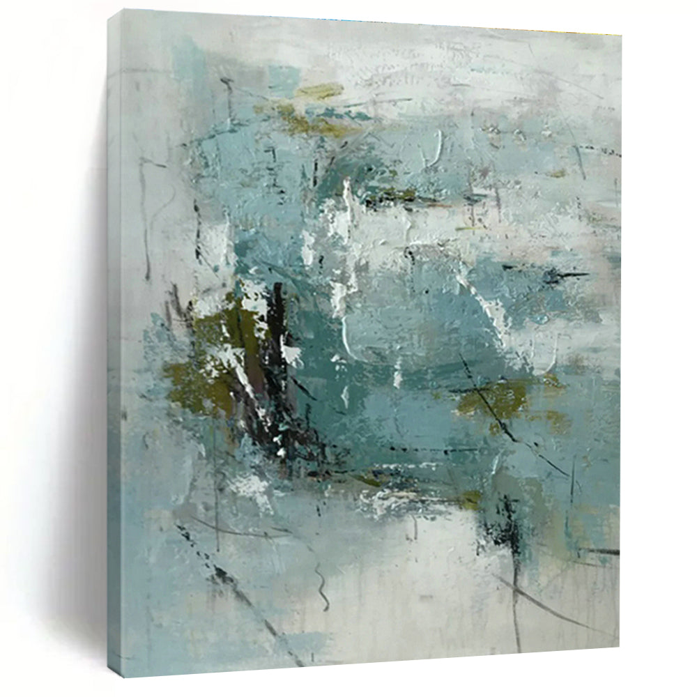 Teal - Grey Abstract Art for Living Room & Guest Bedroom DLZ0558