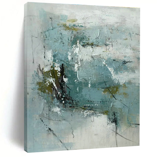 Teal - Grey Abstract Art for Living Room & Guest Bedroom DLZ0558