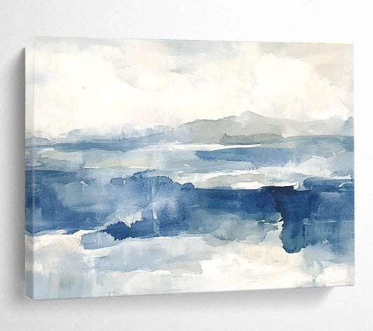 Blue - Toned Abstract Landscape Art for Coastal Home Office & Relaxing Beach House SC289