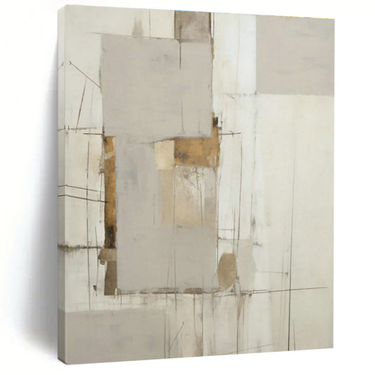 Grey - Gold Linear Abstract Art for Luxury Hotel Suite & Contemporary Home Office DLZ1323