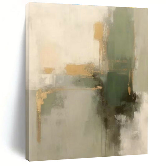 Gold - Green Abstract Art for Glamorous Dining Room & Boutique Hotel Suite DLZ0836