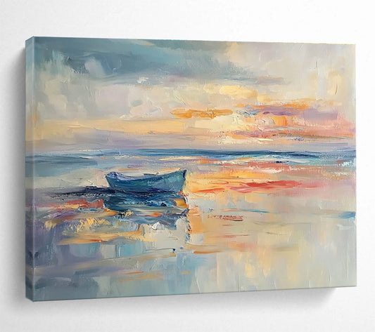 Boat on Calm Sea Art for Seaside Bed and Breakfast & Travel - Lover’s Study SC133