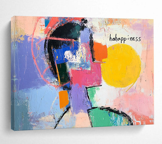 Happy Cubist Face Abstract Art for Cheerful Kitchen & Art Therapy Space SC359