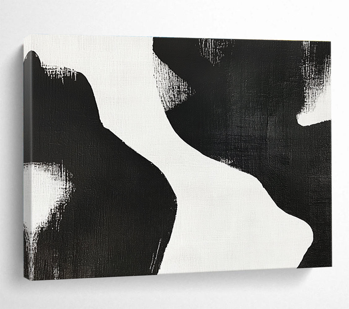 Black and White Organic Shapes Art for Minimalist Home Office & Modern Art Exhibition SC439
