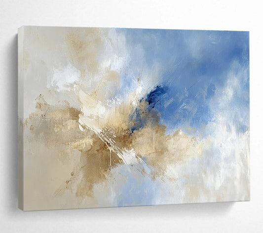 Blue - Beige Abstract Art for Modern Living Room & Luxury Hotel Lounge SC020
