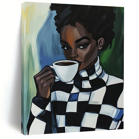 Woman Drinking Coffee for Trendy Coffee Shop & Modern Feminine Workspace STSC919