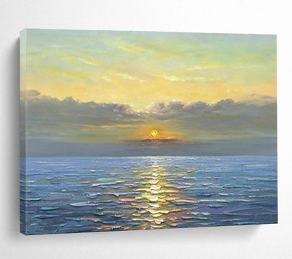 Sea Sunset Oil Painting for Nautical - Themed Beach House Dinning Areas DLZ3267