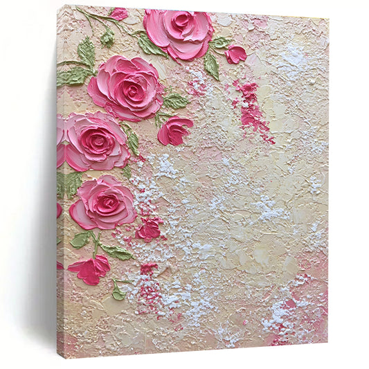 Textured Pink Roses Art for Romantic Bridal Suite & Feminine Floral Shop STSC931