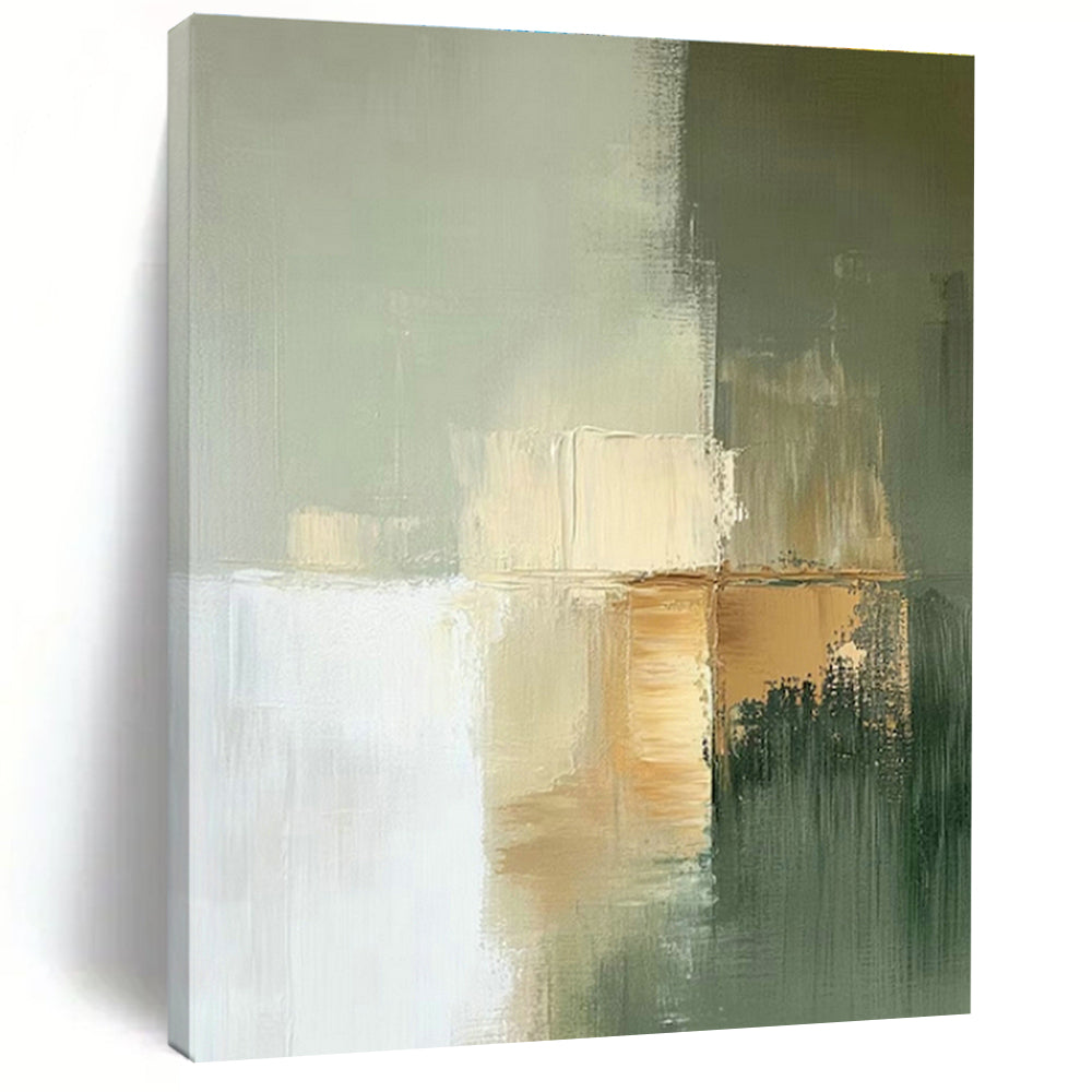 Light Green - Gold Abstract Art for Modern Office Lounge & Scandinavian Bedroom DLZ1650