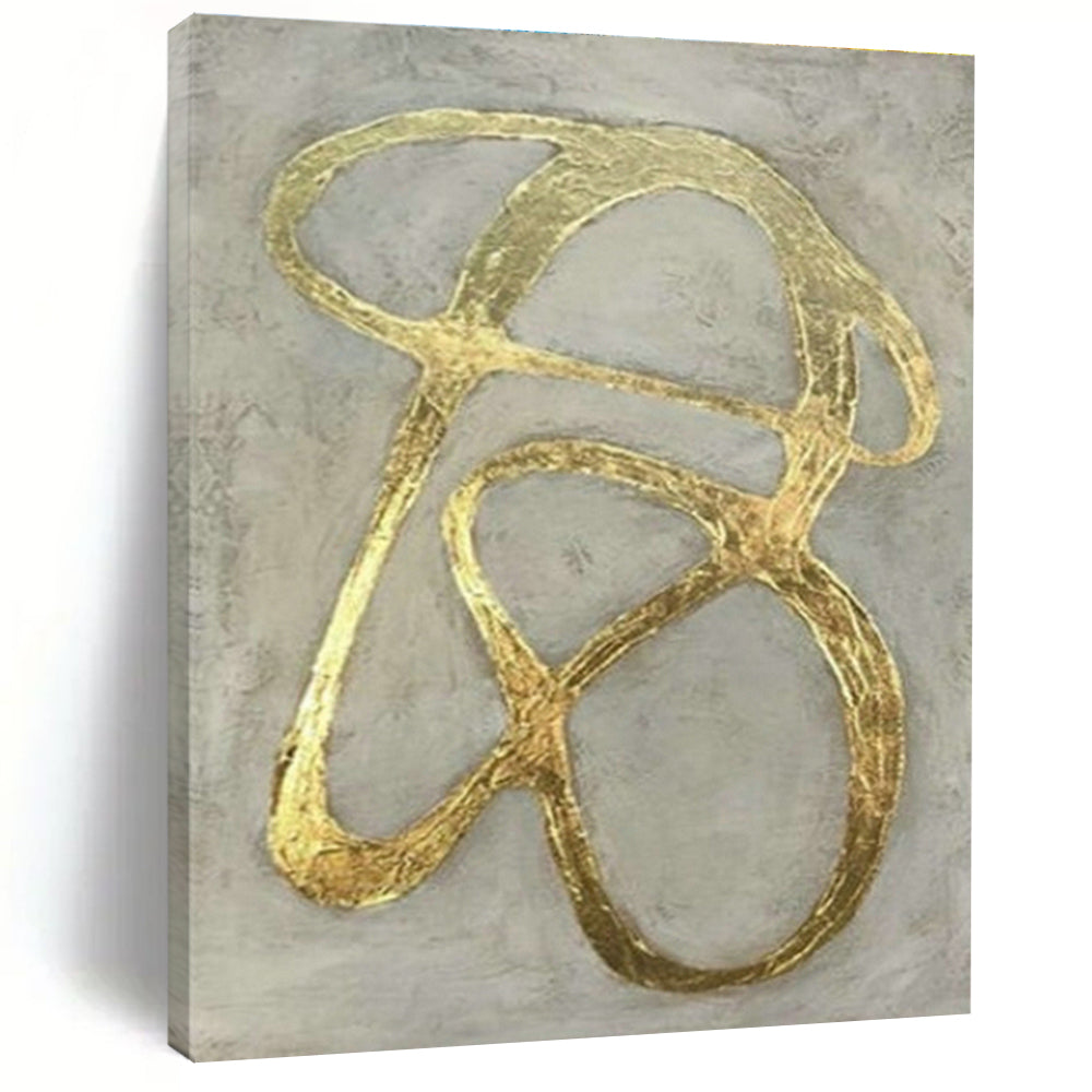 Abstract Gold Ribbon Wall Art for Living Room & Office DLZ2000