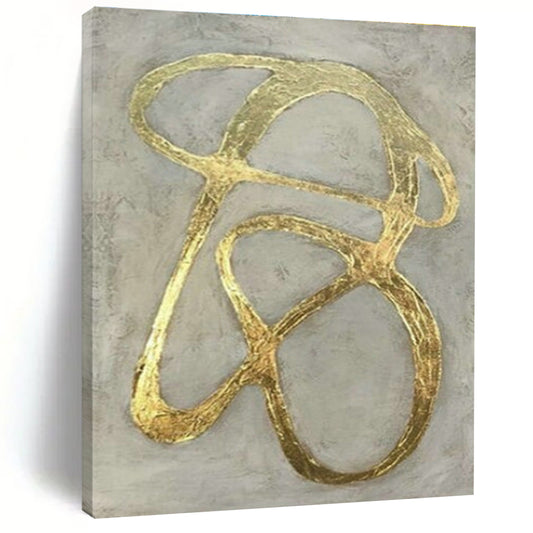 Abstract Gold Ribbon Wall Art for Living Room & Office DLZ2000