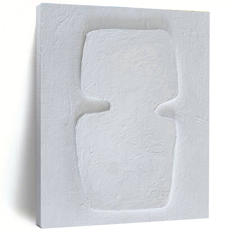 White Textured Relief Art for Scandinavian Gallery & Minimalist Bedroom DLZ1891