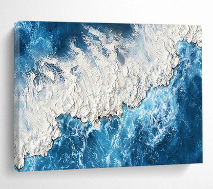 Blue - White Coastal Oil Painting for Nautical - Themed Yacht Club Lounges DLZ3169
