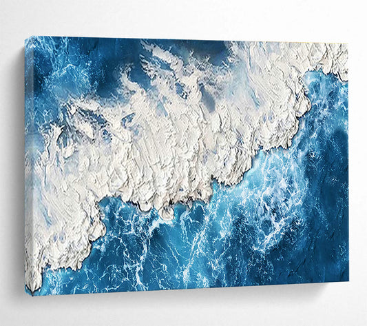 Blue - White Coastal Oil Painting for Nautical - Themed Yacht Club Lounges DLZ3169