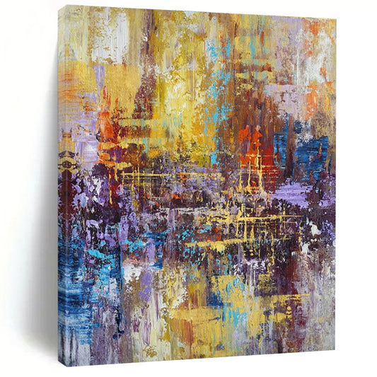 Colorful Cityscape Abstract for Trendy Rooftop Bar & Artistic Living Room DLZ0865