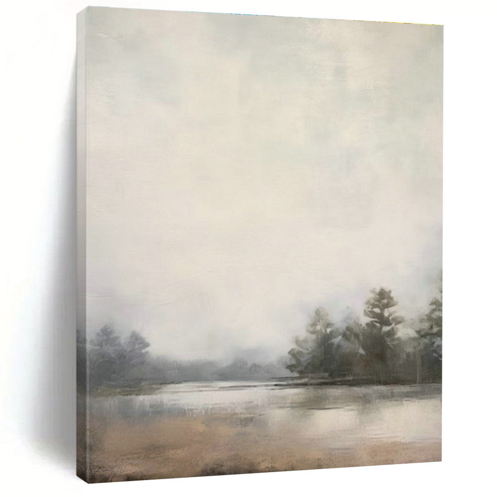 Misty Lake Landscape Art for Lakeside Cottage & Nature - Inspired Spa DLZ0720