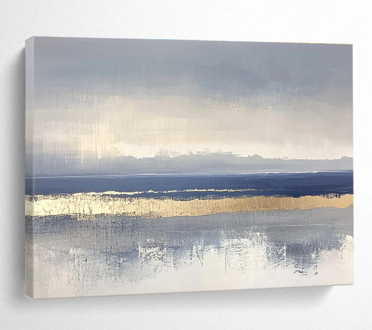 Gray - Gold Sea Abstract Art for Luxury Yacht Club & Modern Beach House SC038