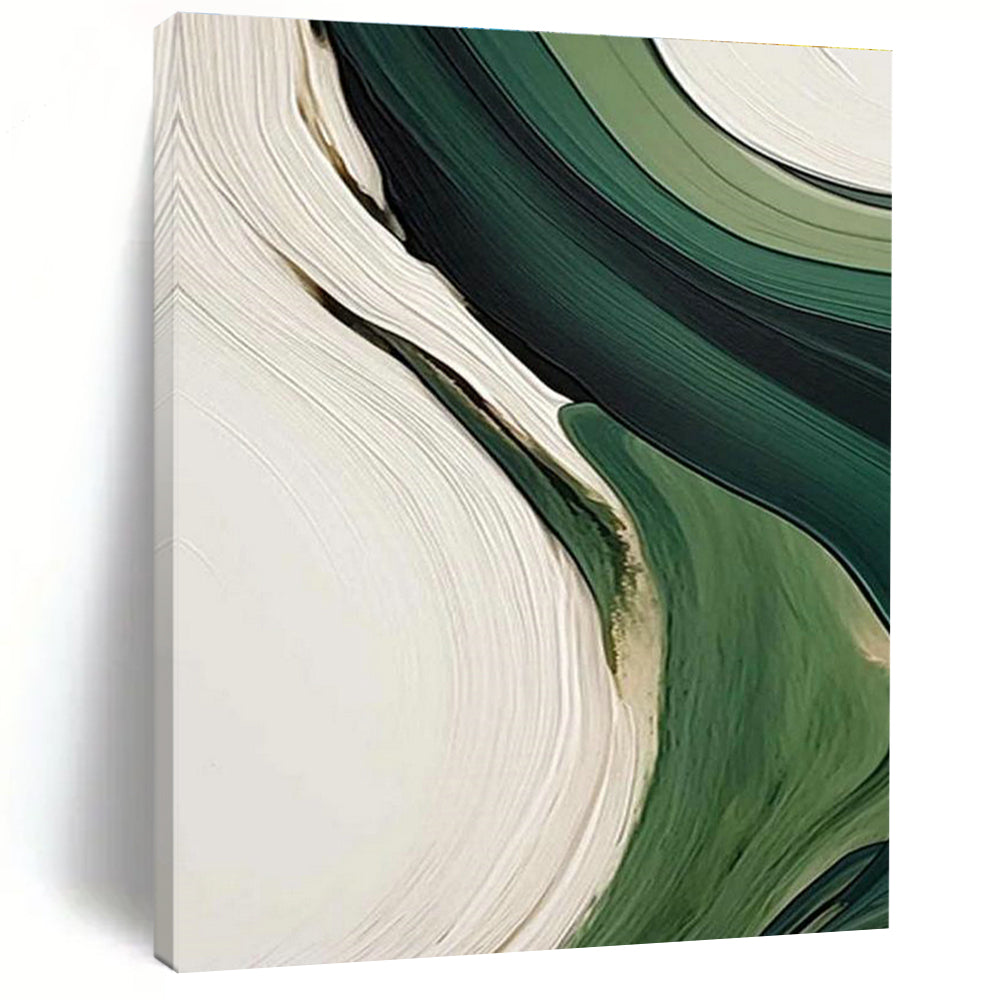 Green and White Flow Art for Minimalist Office & Nature - Inspired Lounge DLZ2168