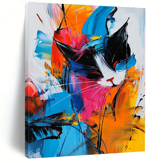 Colorful Abstract Cat for Playful Kids’ Room & Art - Centric Lounge STSC306