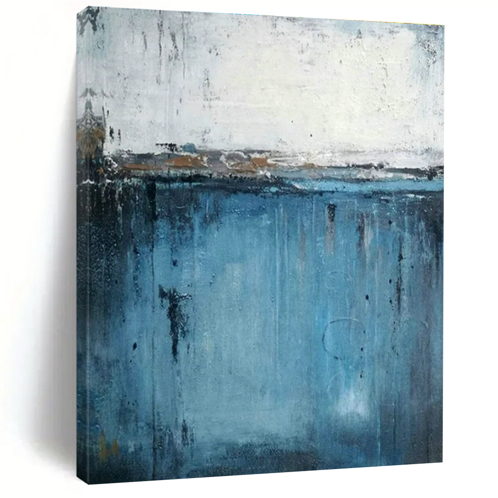 Blue - White Abstract Sea View Art for Coastal Hotel Room & Nautical Art Gallery DLZ1770