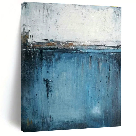 Blue - White Abstract Sea View Art for Coastal Hotel Room & Nautical Art Gallery DLZ1770