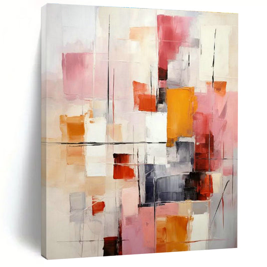 Colorful Block Abstract Art for Trendy Café Dining Areas DLZ0287