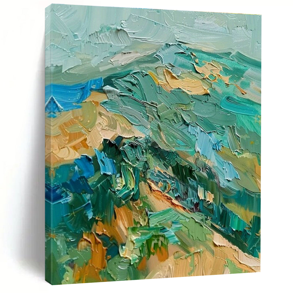Textured Mountain Impasto Art for Ski Lodge & Adventure - Themed Office DLZ1465