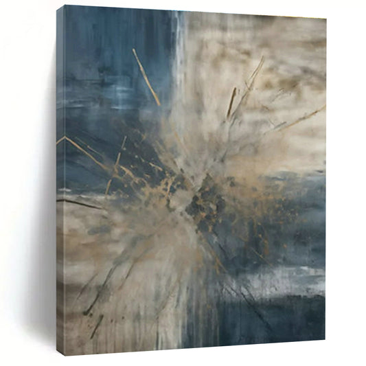 Blue - Gold Abstract Art for Coastal Home Living Room & Art - Loving Yacht Club DLZ1707
