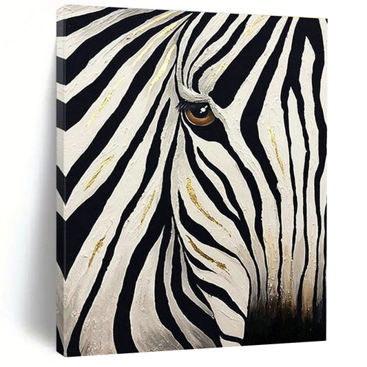 Gold - Accented Zebra Art for Safari - Themed Lounge & Modern Art Gallery DLZ1430