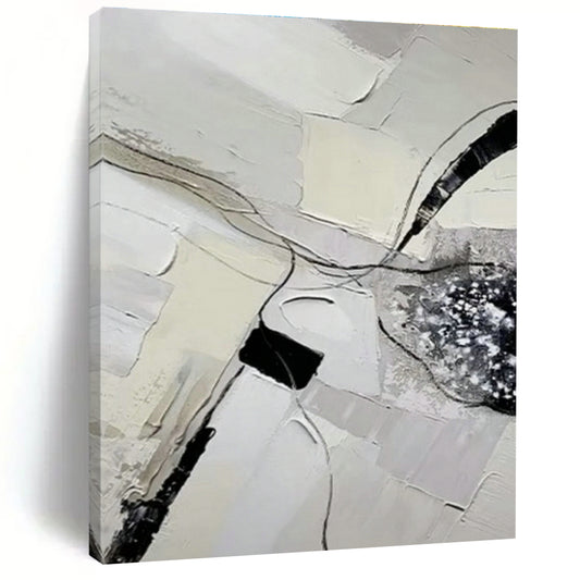Gray - White - Black Abstract Art for Contemporary Art Gallery & Home Library DLZ1179