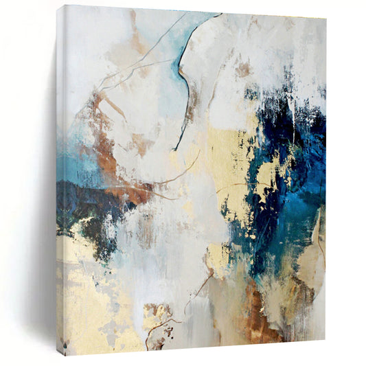 Blue & Gold Abstract Fusion Art for Modern Office Reception & Upscale Lounge DLZ1025