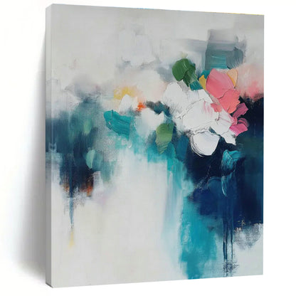 Blue - White Floral Abstract Art for Shabby - Chic Dining Room & Garden - Themed Tea Parlor DLZ1003