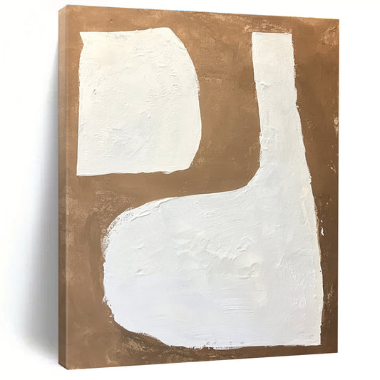 White Shapes on Brown Abstract Geometric Art for Modern Home Lobby & Avant - Garde Home Library STSC1484