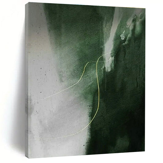Green - Gray Abstract Line Art for Minimalist Art Gallery & Zen Garden Pavilion DLZ1494