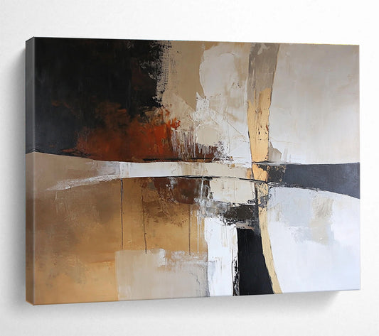 Beige - Toned Abstract with Drips Art for Neutral - Toned Hotel Suite & Classic Library SC328
