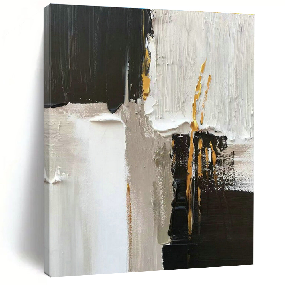 Black - Gold - White Abstract Art for Luxury Hotel Lobby & Modern Home Office DLZ1670