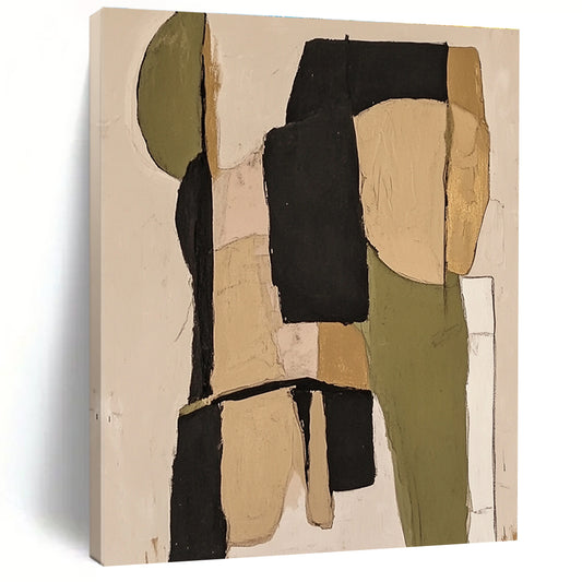 Green and Beige Collage Abstract for Rustic Home Office & Nature - Inspired Café STSC481