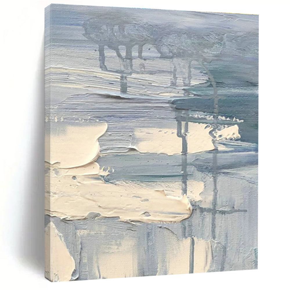 Light Blue - Gray Abstract Painting for Scandinavian - Style Home & Coastal Art Gallery DLZ1299