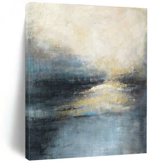 Blue - Gray Abstract Landscape Art for Modern Spa & Coastal Home Library DLZ2072