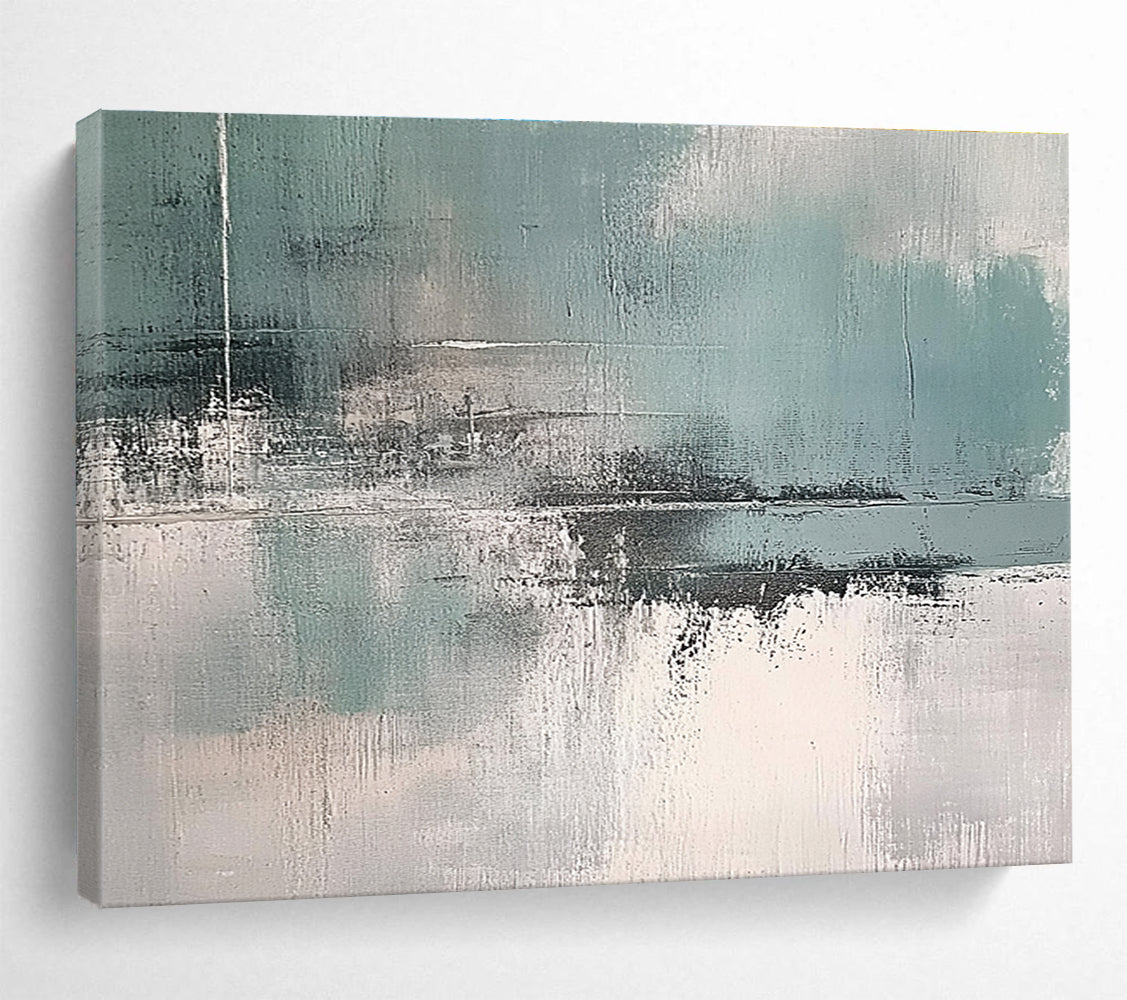 Gray and Teal Abstract Landscape Art for Minimalist Home Office & Contemporary Art Gallery SC296