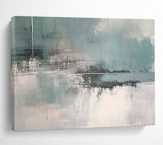 Gray and Teal Abstract Landscape Art for Minimalist Home Office & Contemporary Art Gallery SC296