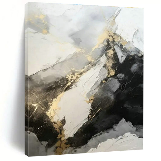 Black - White - Gold Abstract Art for Glamorous Penthouse & Fashion Boutique DLZ1758