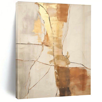 Gold - Brown Line Abstract Art for Luxury Home Library & Art - Lovers’ Lounge DLZ1951