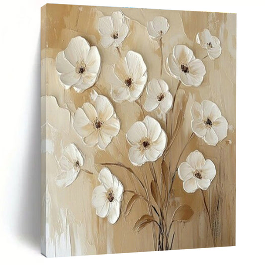 Textured White Flower Art for Wedding Venue & Feminine Home Office DLZ1652