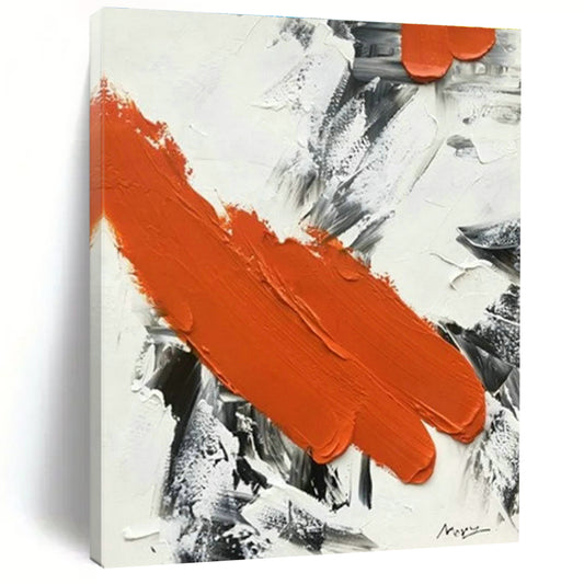 Orange - Black Brushstroke Abstract Art for Edgy Retail Store & Urban Art Gallery DLZ1458